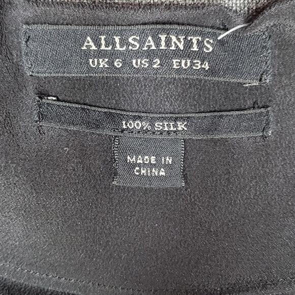 AllSaints Black Neely Silk Dress Size 2 - Picture 8 of 12